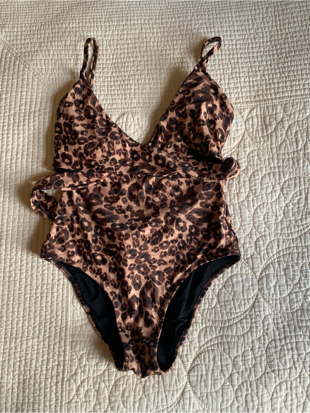 Aerie Leopard Wrap One Piece Full Coverage Swimsuit